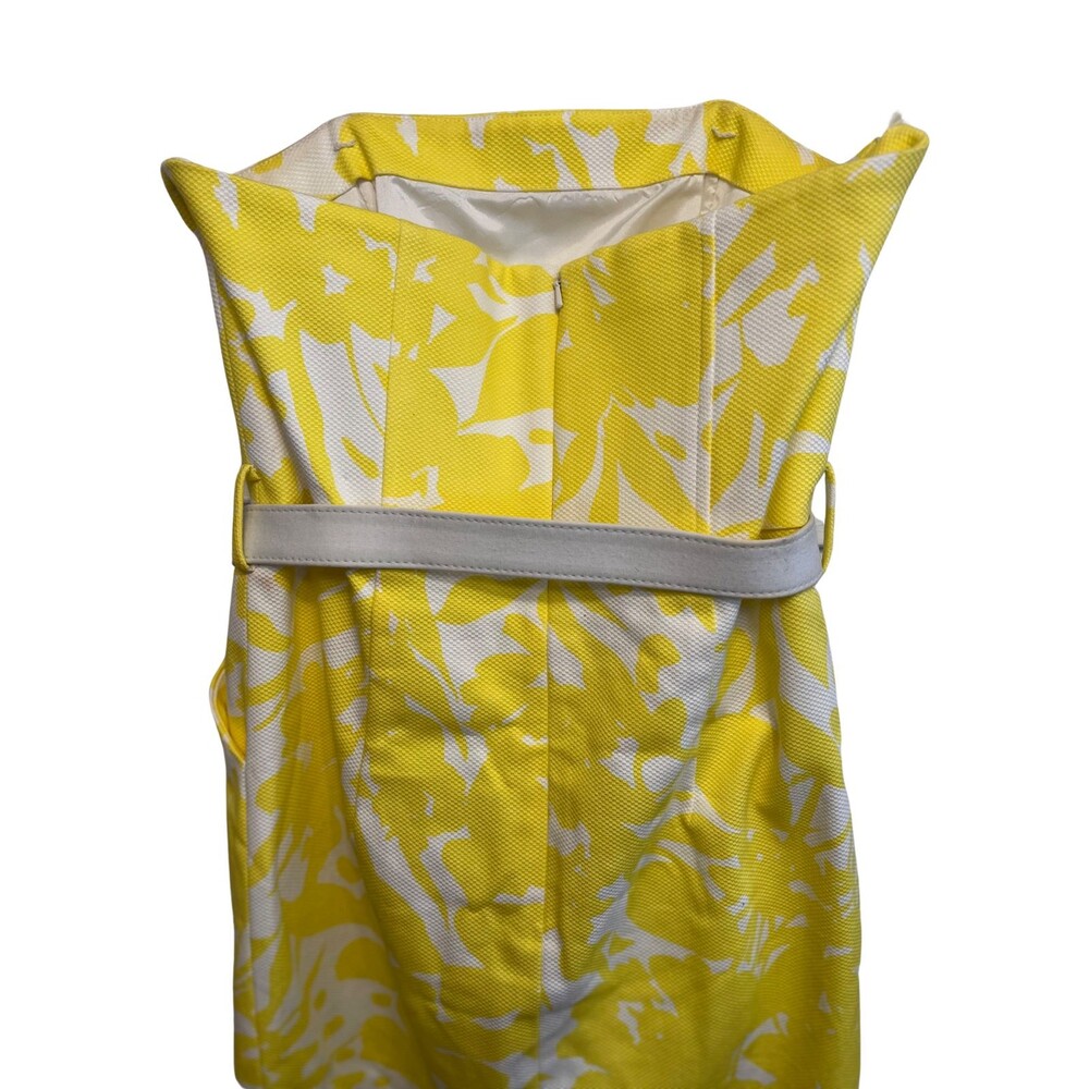 Shoshanna Dress Mini Sweetheart Strapless Yellow White Floral Tropical Cotton 4 - Picture 8 of 15
